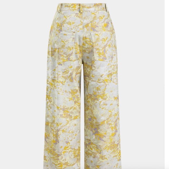 NEW MICAS abstract yellow print wide leg jeans, L, PG1437 - Picture 4 of 9